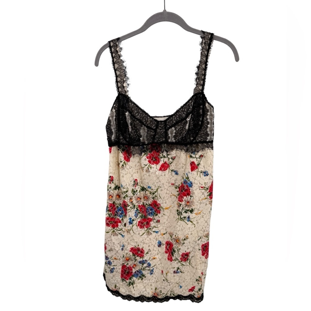 Cynthia Steffe Y2K 2000s Lace Overlay Floral Dress Black Size 6 Goth